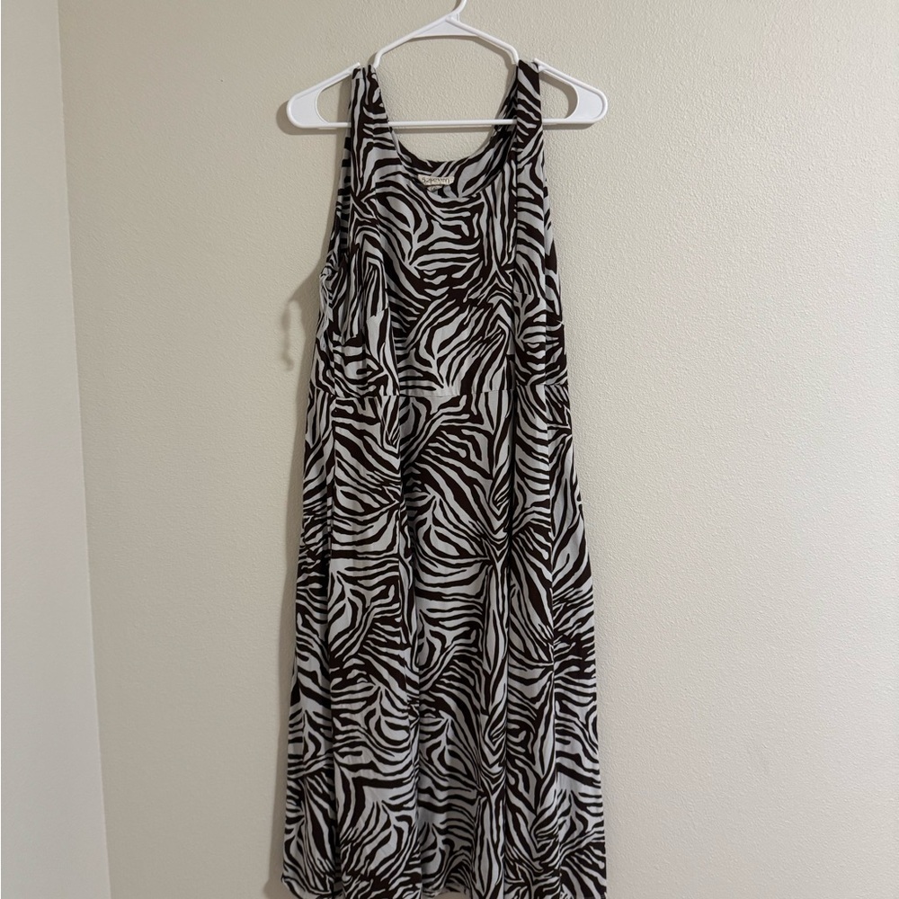 52Seven Brown and White Zebra Print dress